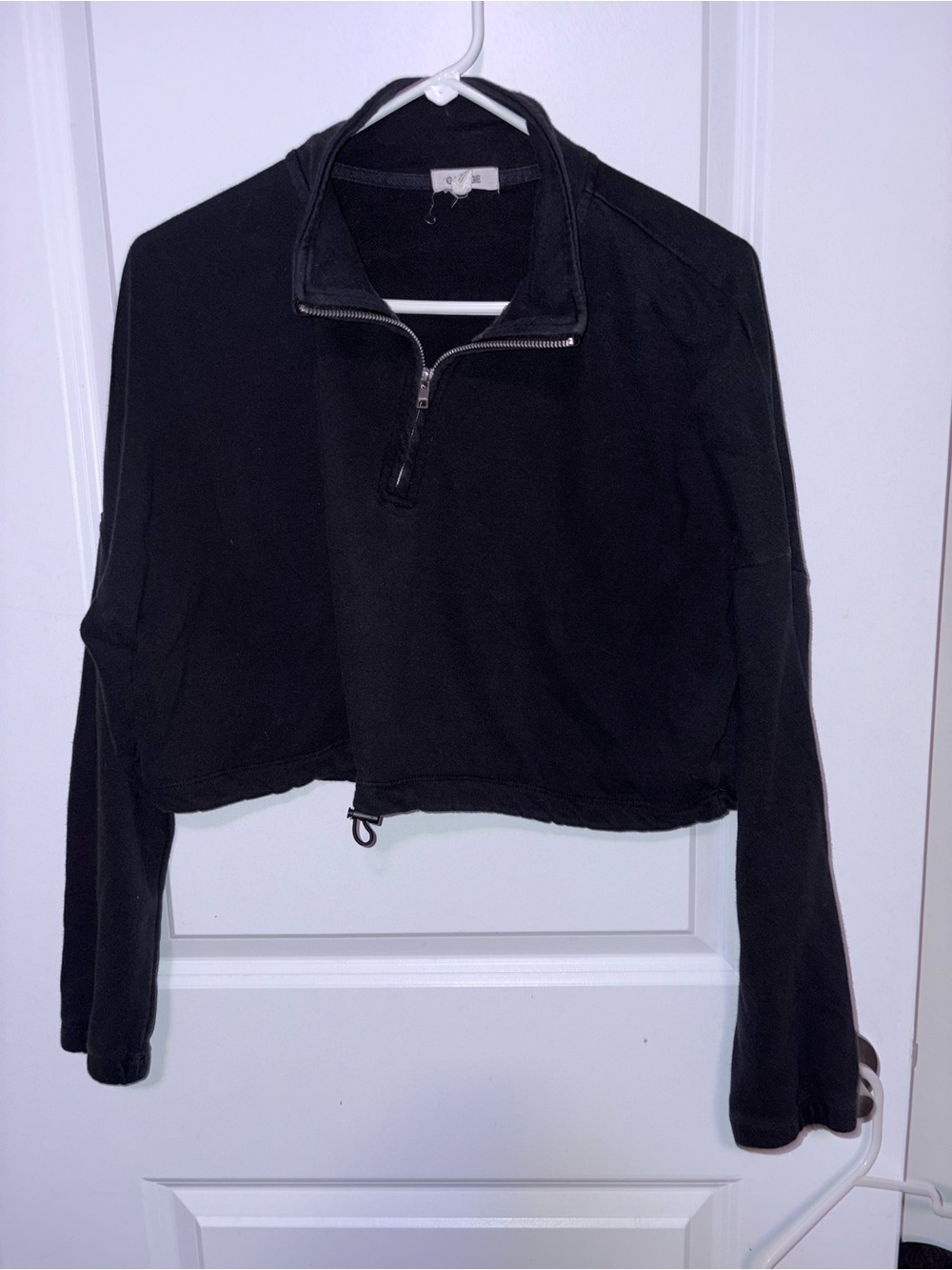 Garage Black 1/4 Zip Sweatshirt (CROPPED)